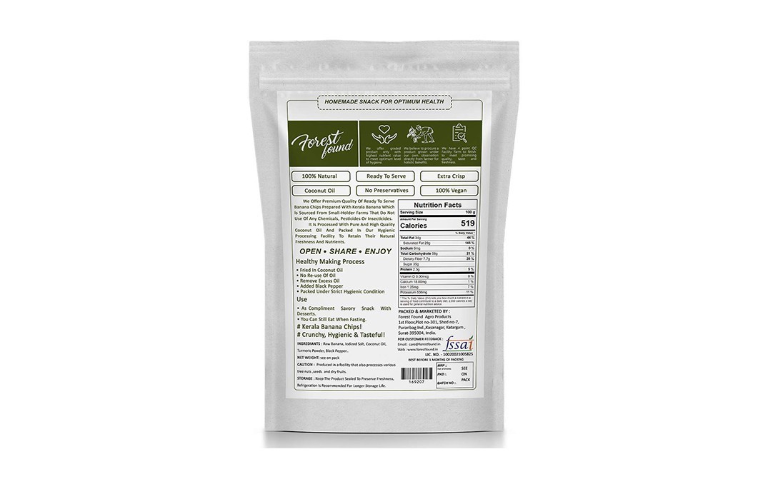 Forest Found Kerala Banana Chips    Pack  250 grams